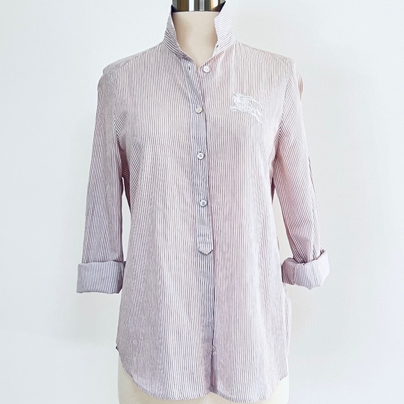Burberry Tops - Burberry Brit Cotton Stripe Roll up Sleeve Shirt